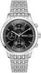 Chronograph BOSS "STRATUS", silber (silberfarben, schwarz), Armbanduhren, Herren,