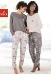 Pyjama, Damen, Gr. 40/42, rosa (rosa, grau), Single Jersey, Obermaterial: 60%