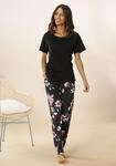 Pyjama, Damen, Gr. 32/34, schwarz, Single Jersey, Obermaterial: 100% Baumwolle,