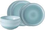 Geschirr-Set "Basic-Set Perlemor Aqua 6er Set blau", blau, 6, Porzellan, LIKE. BY