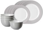 Geschirr-Set RITZENHOFF & BREKER "Basic-Set Doppio 12er Set", grau, 12, Porzellan,