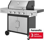 Gasgrill HANSEATIC "Rockford, 4 Brenner + Seitenbrenner 14,5 kw Gesamt", silber
