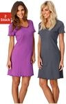 Nachthemd, Damen, Gr. 32/34, N-Gr, lila (lila, anthrazit), Single Jersey,