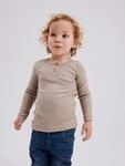 Langarmshirt NAME IT "NMMKAB LS TOP NOOS", Jungen, Gr. 86, beige (pure cashmere),