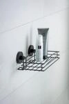 Duschablage WENKO "Vacuum-Loc", schwarz, B:14cm H:6,5cm T:26cm, Stahl, Regale,