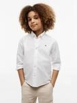 Langarmhemd TOMMY HILFIGER "FLAG OXFORD SHIRT", Jungen, Gr. 74, N-Gr, wei&szlig;, Web,