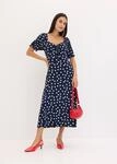 Midikleid BONPRIX, Damen, Gr. 40/42 (M), N-Gr, Kurzarm, blau (dunkelblau, wei&szlig;