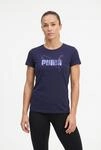 T-Shirt PUMA "ESS LOGO LAB METALLIC TEE", Damen, Gr. L, deep plum, Jersey,