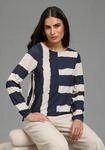 Langarmshirt LAURA SCOTT, Damen, Gr. 48/50, sanftes wei&szlig;, blau, Jersey,
