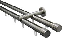 Gardinenstange GARDINIA "Set Isa 2-Lauf mit Innenlauf II &Oslash; 20 mm", silber