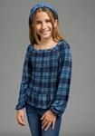 Langarmshirt KANGAROOS "Kariertes KangaROOS Viskose-Shirt mit Smoke-Partie",