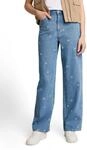 Weite Jeans TOM TAILOR DENIM, Damen, Gr. L, N-Gr, blau (blau wei&szlig;),...