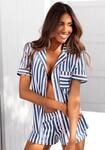 Shorty H.I.S, Damen, Gr. 44/46, blau (dunkelblau, wei&szlig;, gestreift), Single...