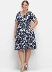 Cocktailkleid SHEEGO "Abendkleid", Damen, Gr. 44, Normalgr&ouml;&szlig;en, blau (marine,