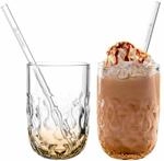 Latte-Macchiato-Glas LEONARDO "Caramel Macchiato Gl&auml;ser mit Glastrinkhalm (2) Gocce