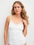 Spaghettitop CALIDA "Etude Ajours", Damen, Gr. L (48/50), wei&szlig;, Single Jersey,