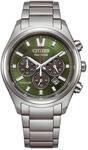 Chronograph CITIZEN, gr&uuml;n (silberfarben, gr&uuml;n), Armbanduhren, Herren, Chronograph,