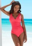 Badeanzug LASCANA "Ronda", Damen, Gr. 38, Cup F, rot (koralle), Obermaterial: 82%