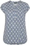 Schlupfbluse BETTY BARCLAY "Schlupfbluse kurzarm", Damen, Gr. 40, blau (blau, wei&szlig;),