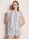Blusentop APRICOT "Top mit schimmernden Streifen", Damen, Gr. XS (34), wei&szlig;,...