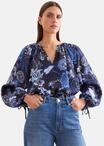 Schlupfbluse SEIDENSTICKER, Damen, Gr. XS (34), blau (schwarz), 100% Viskose,