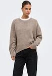 Rundhalspullover ONLY "ONLALIVIA LS HIGH-LOW O-NECK NOOS KNT", Damen, Gr. M, beige