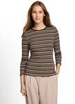 T-Shirt TOM TAILOR DENIM, Damen, Gr. L, braun (braun wei&szlig; irregular stripe), Single