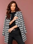 Longblazer CREATION L PREMIUM "Woll-Mix-Blazer", Damen, Gr. 36, schwarz-wei&szlig;
