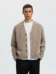 Strickjacke SELECTED "SLMCODY LS KNIT CARDIGAN NOOS", Herren, Gr. L, beige...