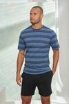 Pyjama H.I.S, Herren, Gr. 44/46 (S), blau (blau, meliert, gestreift, schwarz),