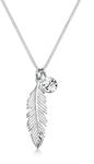 Silberkette ELLI "Halskette Feder Boho Schmuck Geschenk mit Kristallen von