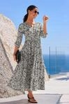 Maxikleid LASCANA "mit Bl&auml;tterprint aus gewebter Viskose, locker bequemer...