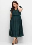 Maxikleid SHEEGO "Maxikleid", Damen, Gr. 50, Normalgr&ouml;&szlig;en, blau (petrol), 100%