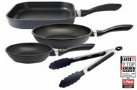 Pfannen-Set ELO "Alucast 4 teilig", schwarz, H:4,5cm &Oslash;:20cm, Pfannen, Pfannen-Set,