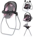 Puppen Autositz BAYER "4in1 Puppen-Autositz mit Wippe, rosa", rosa (grau, rosa),