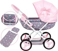 Puppenwagen BAYER "Cosy", rosa (grau, rosa mit schleifen), Puppenwagen, KinderB:34cm