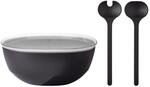 Schale MEPAL "Servierschale mit Deckel & Salatbesteck Silueta 5000 ml", schwarz