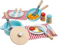 Spiel-Kochgeschirr HAPE "Koch- & Servierset", bunt, Spielgeschirr, Kinder, Holz,