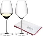 Wei&szlig;weinglas "Riesling Gl&auml;ser + Poliertuch Veloce 570 ml 2er Set transparent", bunt