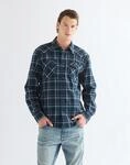 Langarmhemd WRANGLER "WESTERN SHIRT", Herren, Gr. 3XL, N-Gr, blau (schwarz...