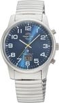 Funkuhr MASTER TIME "Super Power", silber (silberfarben, blau), Armbanduhren, Herren,