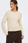 Strickpullover ONLY "ONLPRINCESS LS O-NECK DETAIL KNT", Damen, Gr. M, beige...