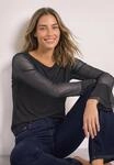 Rundhalsshirt STREET ONE, Damen, Gr. 34, schwarz coffee, Mesh, Obermaterial: 95%