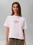 T-Shirt CALVIN KLEIN "BOXY HAND DRAWN MONOLOGO TEE", Damen, Gr. XS, wei&szlig;