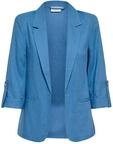 Kurzblazer ONLY "ONLGOA 3/4 UNLINE LINEN BL BLAZER CC TLR", Damen, Gr. 36, blau