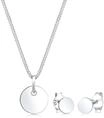 Ohrring und Ketten Set ELLI "Schmuckset Halskette Ohrstecker Pl&auml;ttchen 925...