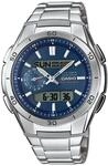Funkchronograph CASIO FUNK, blau (silberfarben), Armbanduhren, Herren, silberfarben,