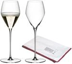 Champagnerglas "Champagner Gl&auml;ser + Poliertuch Veloce 327 ml 2er Set transparent",
