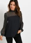 Tunika BONPRIX, Damen, Gr. 36, schwarz (schwarz, metallic gold bedruckt),