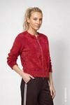 Strickjacke MONARI "Pl&uuml;sch", Damen, Gr. 34, dunkelrot, Pl&uuml;sch, Obermaterial:...